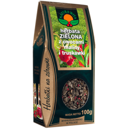 Herbata zielona z owocami maliny i truskawki 100g