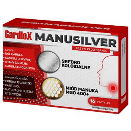 GARDLOX MANUSILVER - 16 pastylek do ssania